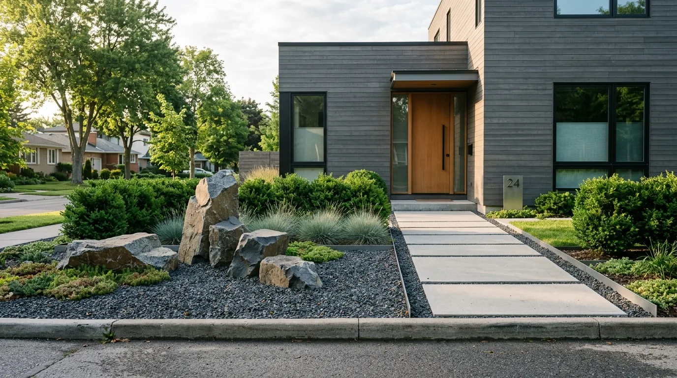 River Rock Landscape Bed
